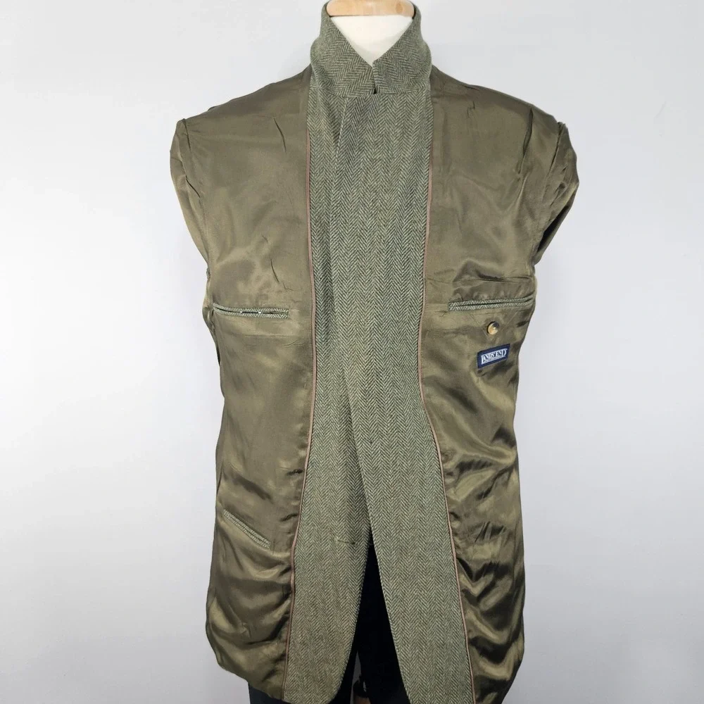 Land's End Men's Tweed Style Sport Coat Blazer Two Button Olive Wool & Lamb 41L